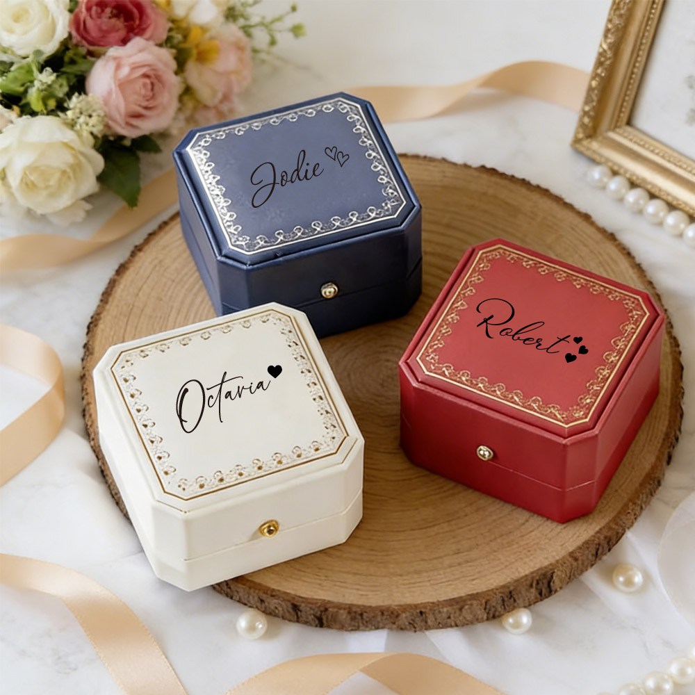 Wedding Packaging - علبة خواتم مخصصة من الجلد الصناعي