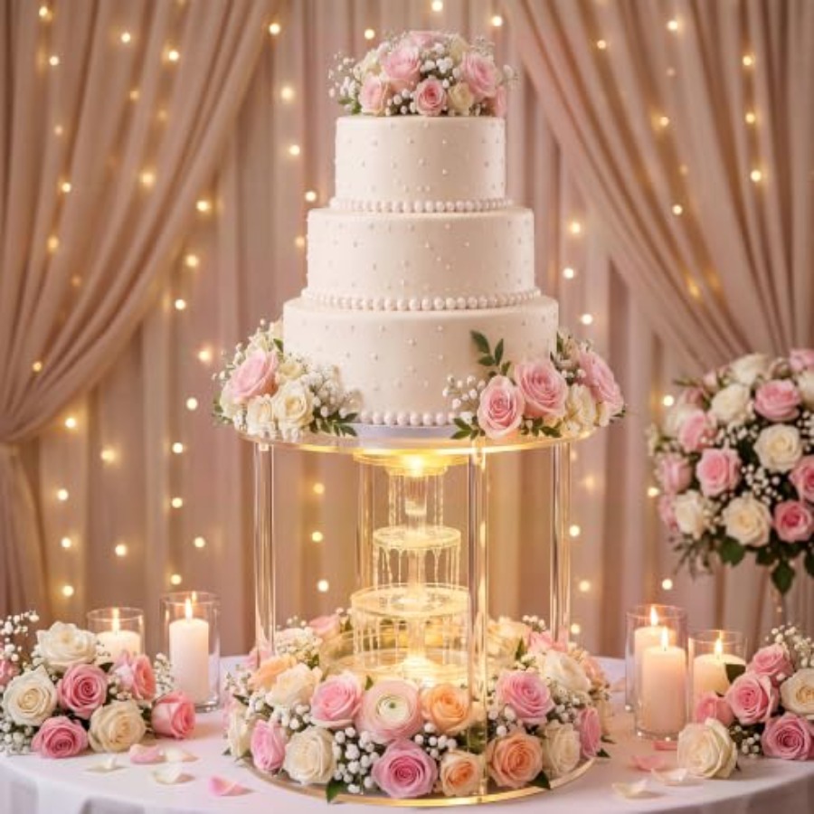 Wedding Fountain - حامل كيك أكريليك شفاف بارتفاع 16