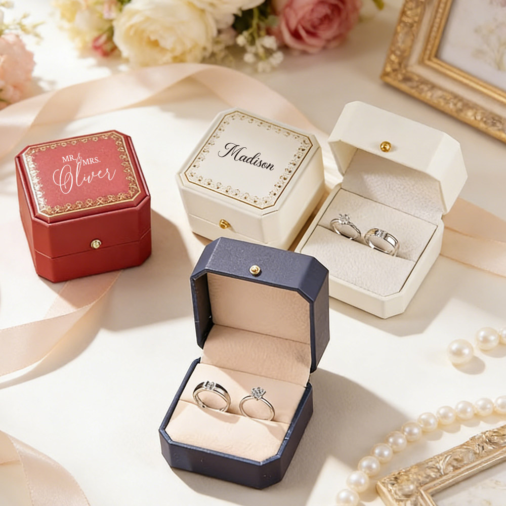 علبة خواتم مخصصة من الجلد الصن - مراجعة Wedding Packaging وسعره